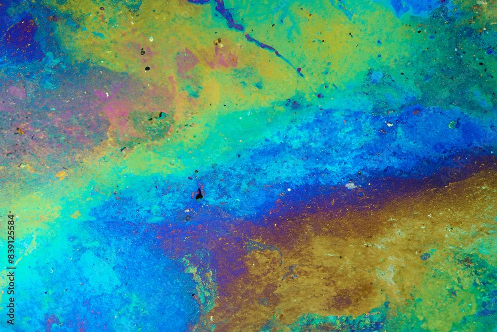 Vibrant Oil Sheen, Colorful Reflections on Water Surface Vibrant Oil Sheen, Colorful Reflections on Water Surface
