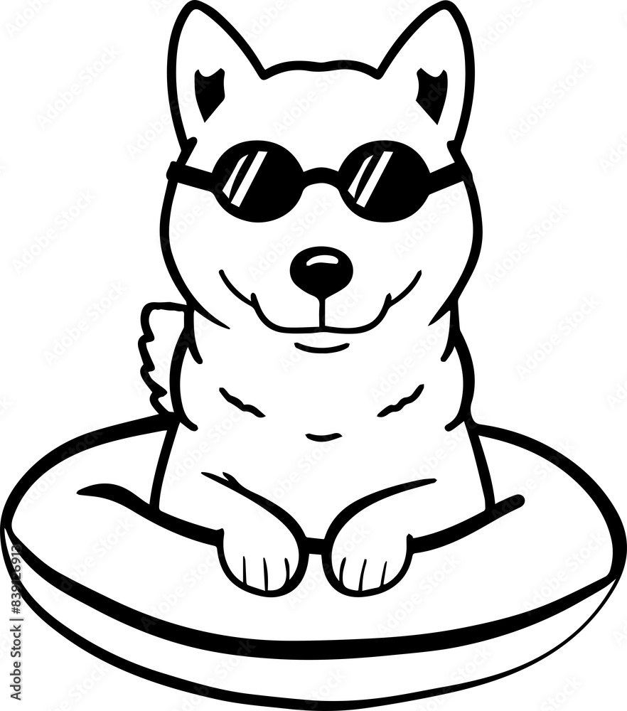 Fototapeta premium Dog Swimming summer vector