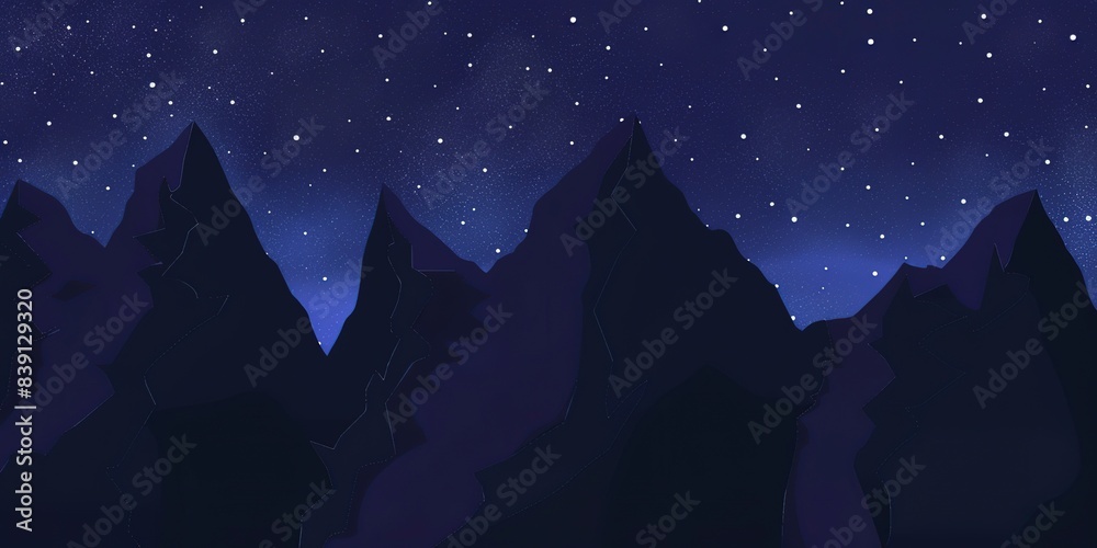 Obraz premium Desert mountain under starry night sky, close-up on silhouettes of peaks against a clear, dark backdrop. 