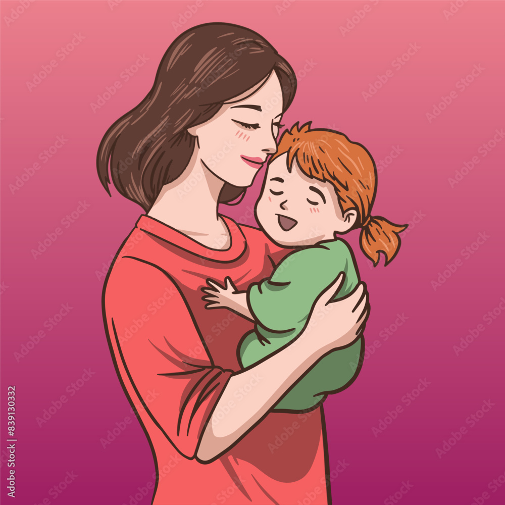 Vector illustration of a mother embracing her child Vector illustration of a mother embracing her child
