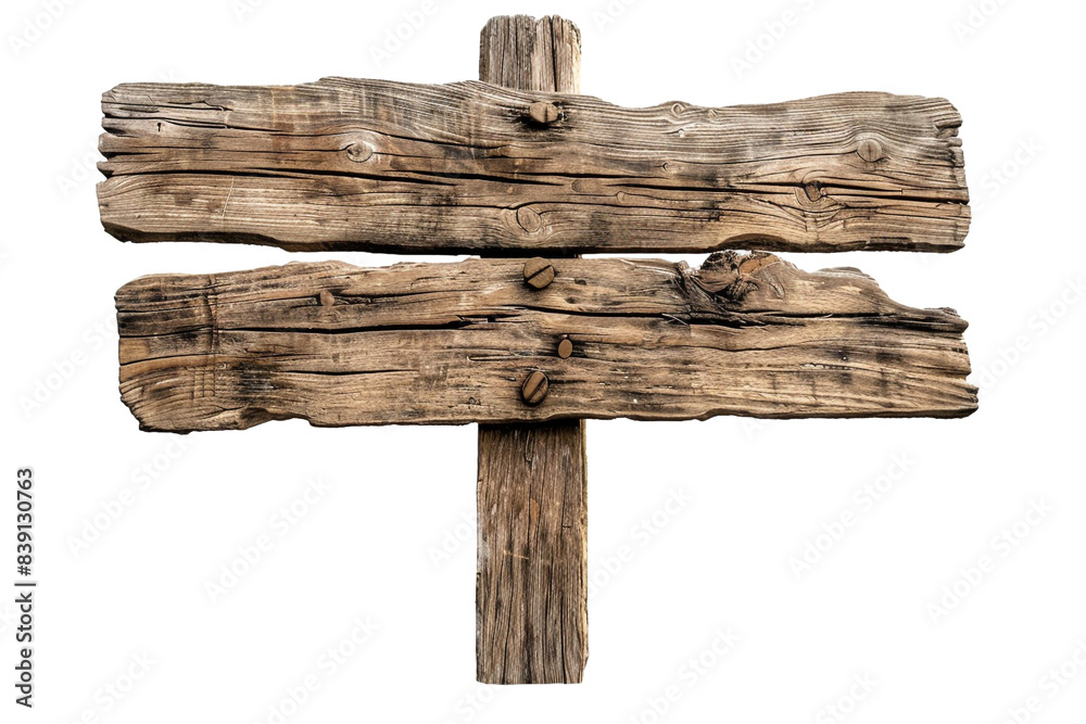 Old wooden sign isolated on transparent background Old wooden sign isolated on transparent background