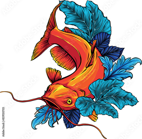 Cartoon of colored catfish vector illustration design