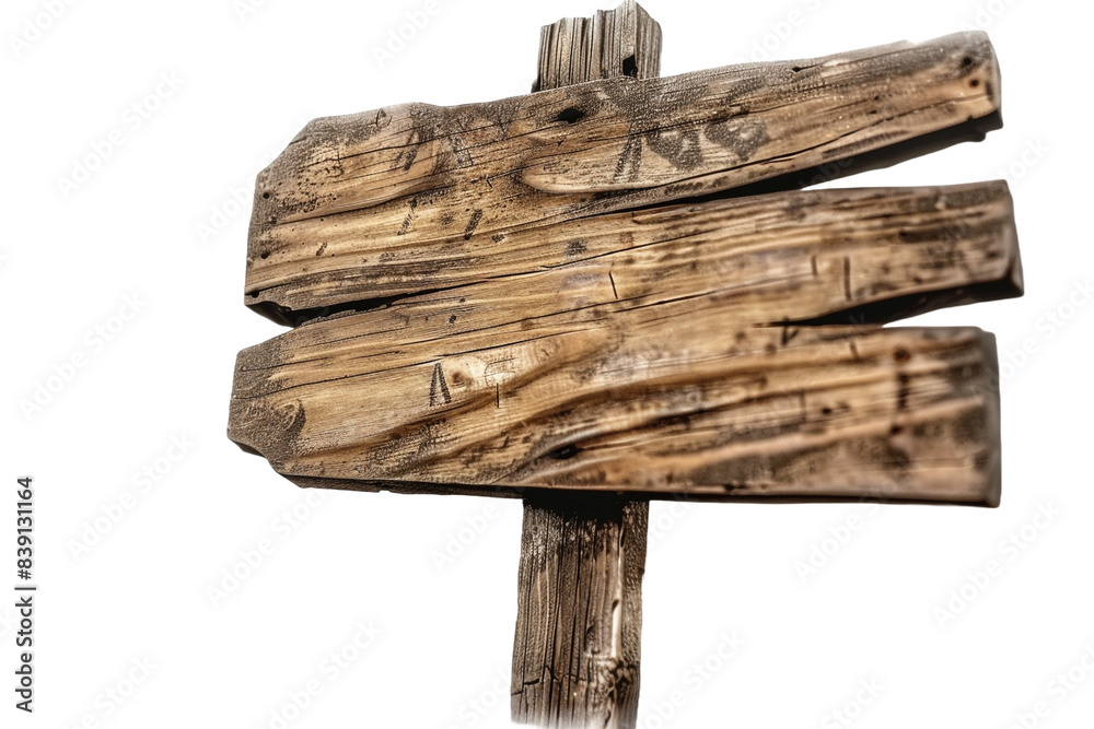 Old wooden sign isolated on transparent background Old wooden sign isolated on transparent background