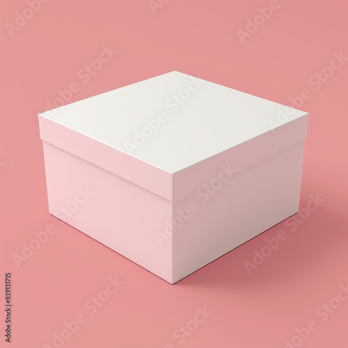 A white box with a pink background