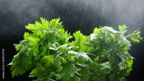 celery sprayed with water,video