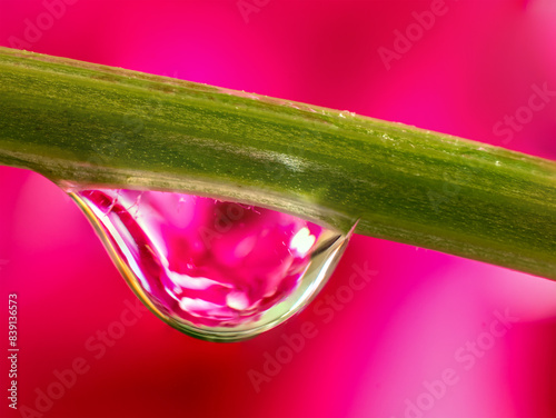 Morning dew droplet on flower stem