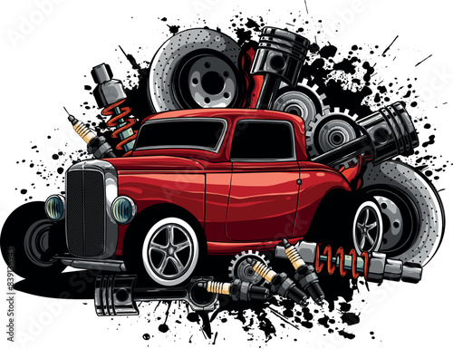 draw of hot rod car vector illustration design