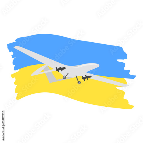 Painted Ukraine flag and  Bayraktar vector illustration photo