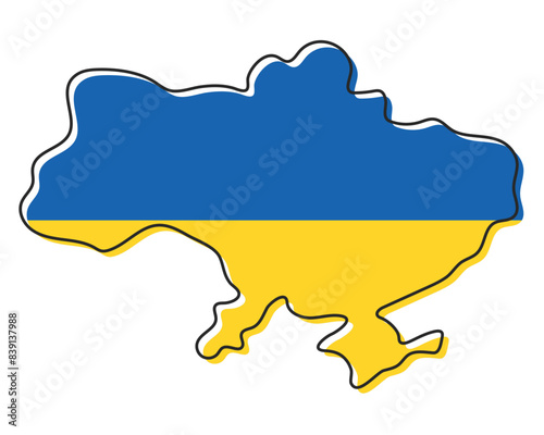 Vector illustration. Ukraine map outline.
