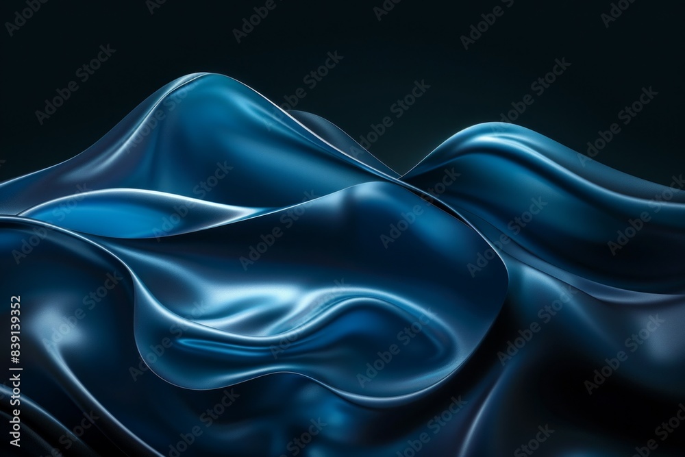 Obraz premium a abstract dark blue waves background, black background, glass texture