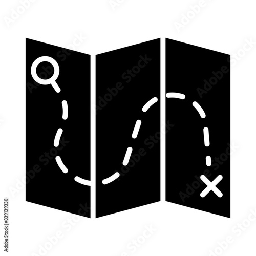 Treasure map glyph icon