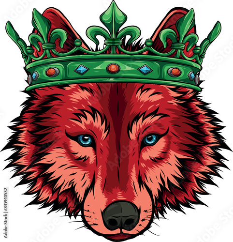 colored wolf head mascotn vector illustration design photo