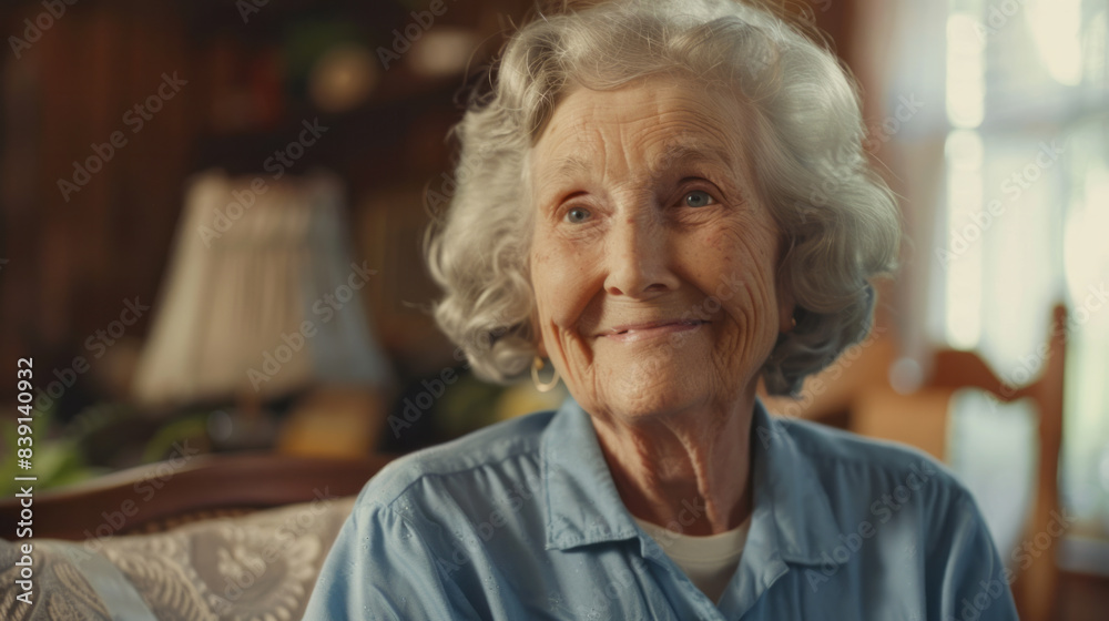 Thoughtful senior lady sitting at home, reminiscing and recalling fond memories, close up portrait. Thoughtful senior lady sitting at home, reminiscing and recalling fond memories, close up portrait.