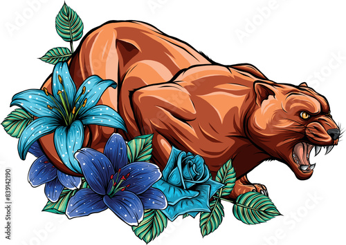 draw colorful feline cougar. vector illustration design