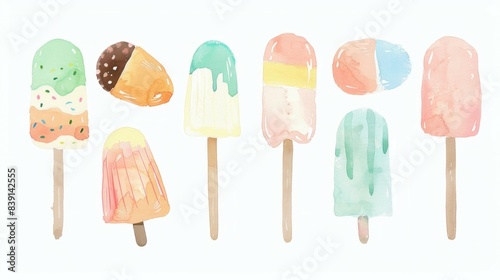 adorable painting of ice creams, earthy boho colors © Werckmeister