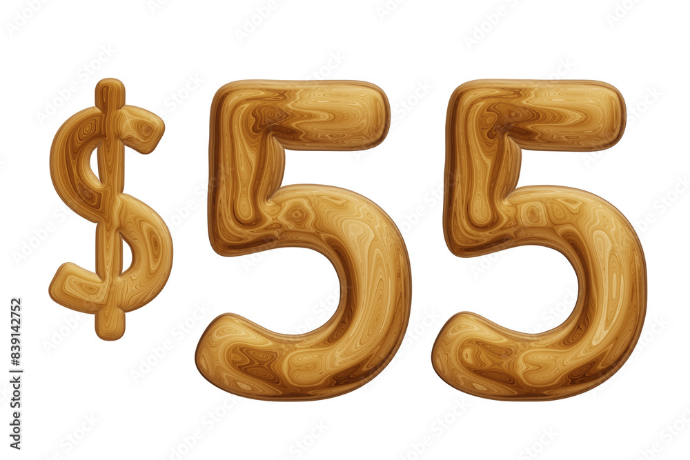 Wooden 55 dollar for price and offer concept Wooden 55 dollar for price and offer concept