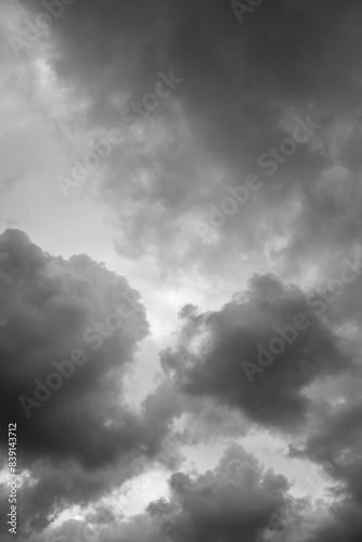 Clouds against the sky, black and white.