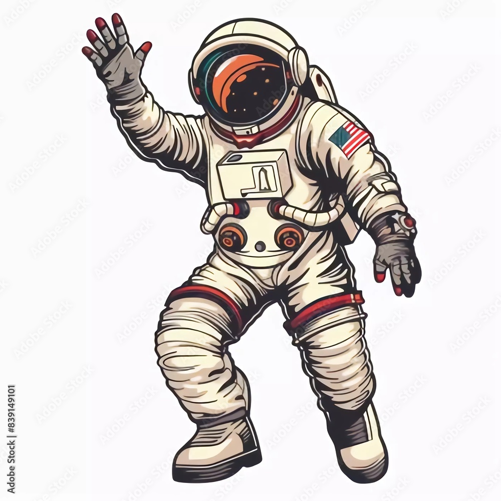 Astronaut waving isolated on white which is very impressive Astronaut waving isolated on white which is very impressive
