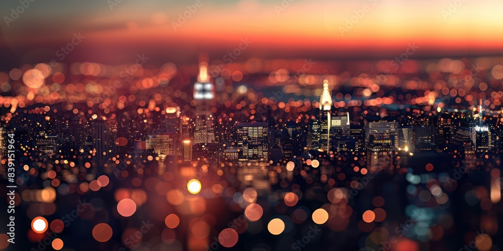 A mesmerizing backdrop of defocused city lights at night, perfect for adding a sense of urban energy and excitement to designs. 