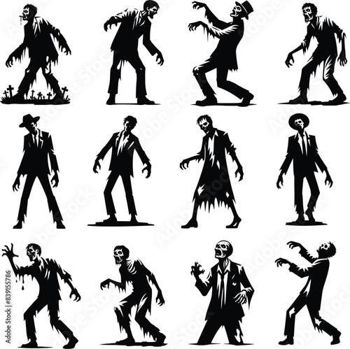 Zombie halloween collection silhouette vector file