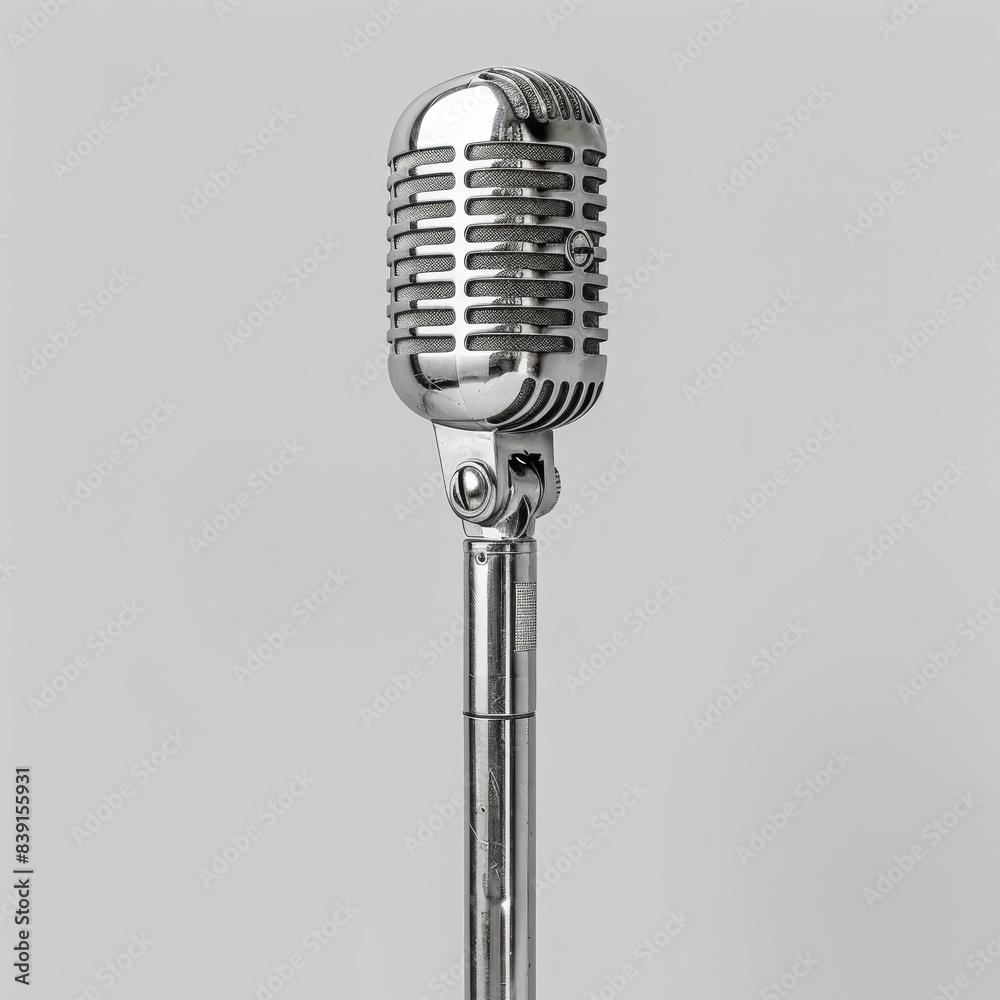 Fototapeta premium A microphone is shown in a silver color