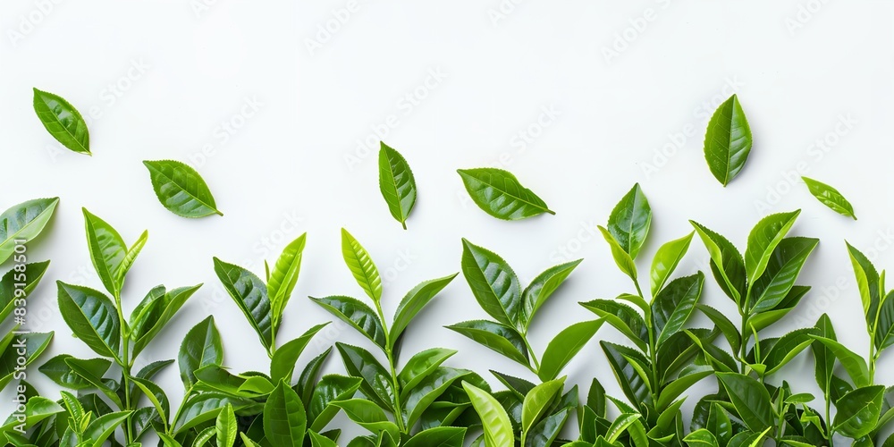 group of green leaves on a white background group of green leaves on a white background