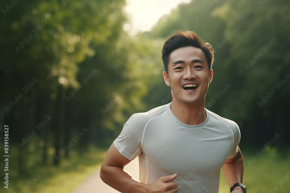 Generated by AI excited person jogging outdoors outside active way of life useful hobby Generated by AI excited person jogging outdoors outside active way of life useful hobby