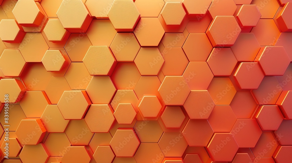 Minimalist Background with Embossed 3D Shape. Orange Gradient Surface with Raised Hexagon Minimalist Background with Embossed 3D Shape. Orange Gradient Surface with Raised Hexagon