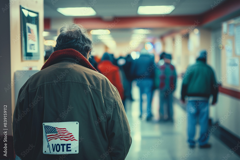 People of democratic country visiting voting campaign in election day, Generative AI illustration People of democratic country visiting voting campaign in election day, Generative AI illustration