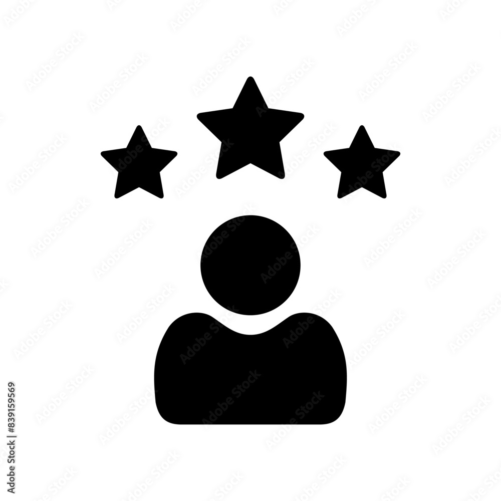 Simple avatar icon with 3 stars Simple avatar icon with 3 stars