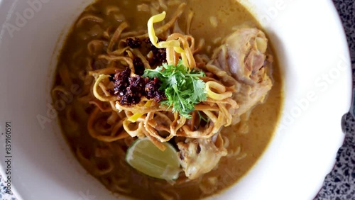 Khao Soi Recipe,Khao Soi,Khao Soi Kai, Thai Noodles Khao Soi, Chicken Curry with seasoning served