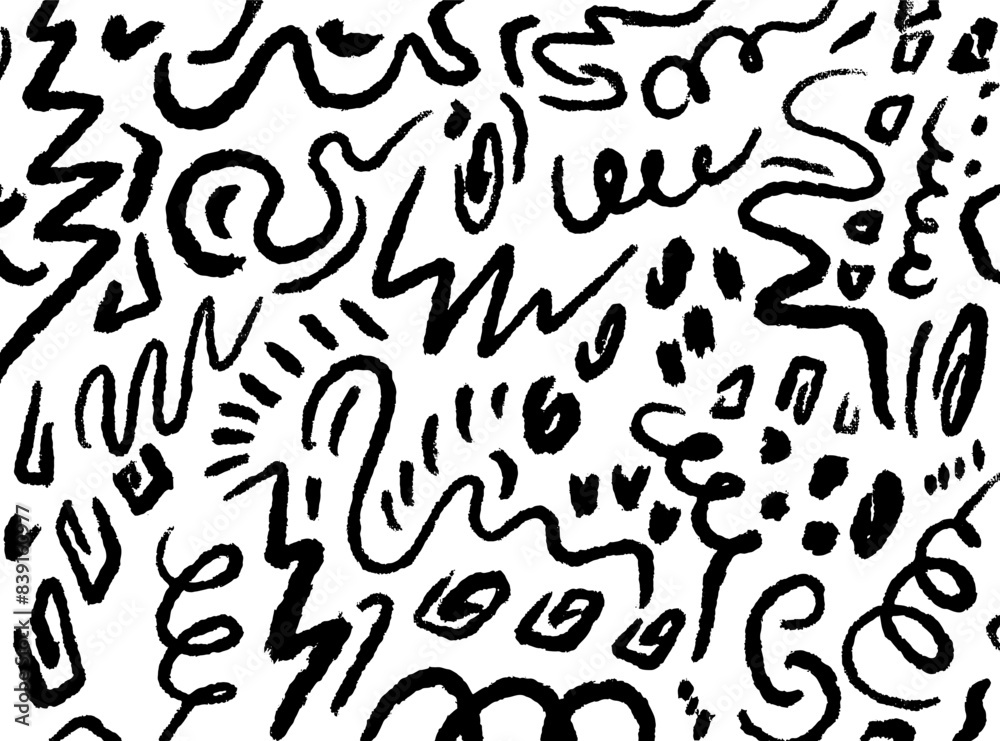 Abstract Black and White Brush Stroke Pattern Abstract Black and White Brush Stroke Pattern