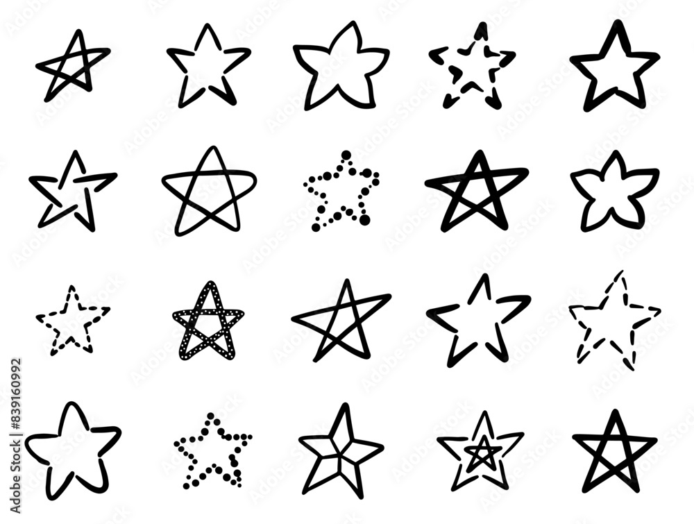 Collection of Various Star Doodle Illustrations Collection of Various Star Doodle Illustrations