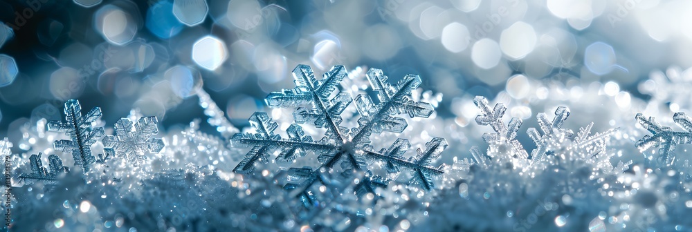 snowflake is shown in the middle of a blurry image of snow snowflake is shown in the middle of a blurry image of snow