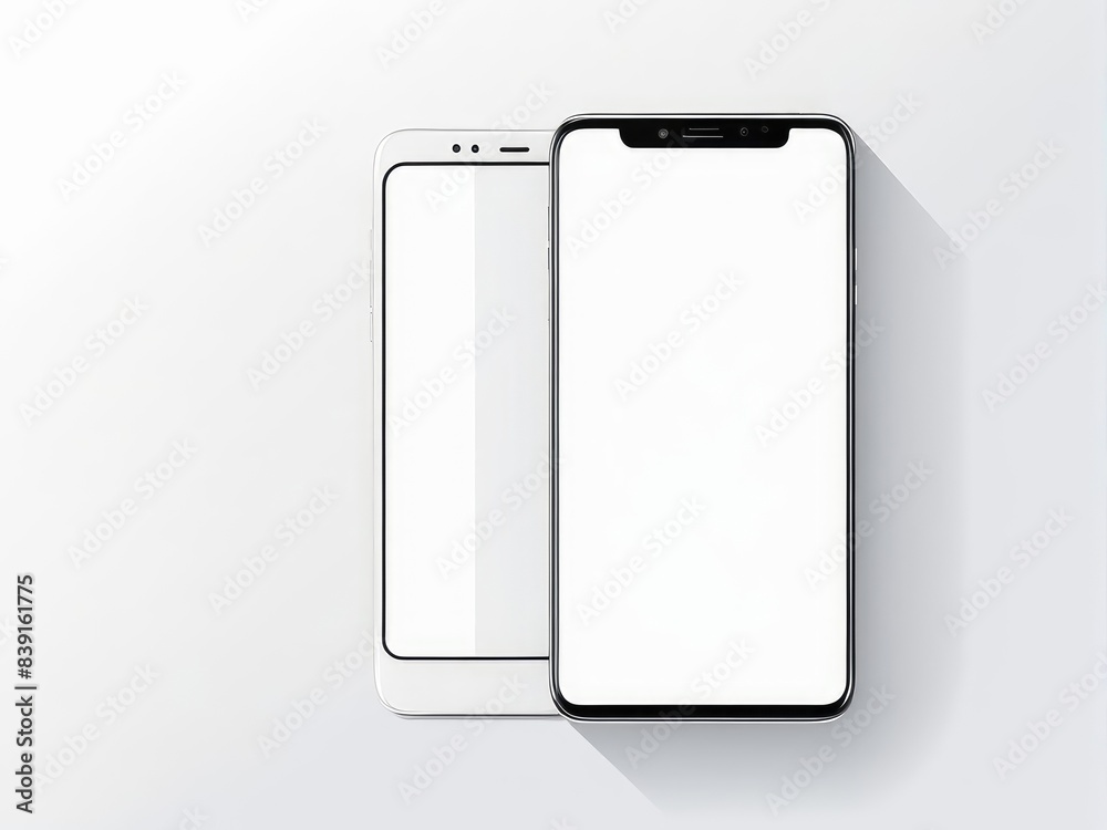 White screen smartphone mockup isolated on a white background. White screen smartphone mockup isolated on a white background.