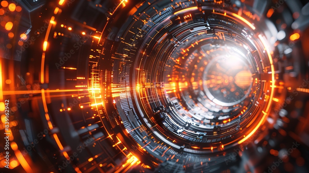 Obraz premium Modern digital abstract machine 3D background. Copy space