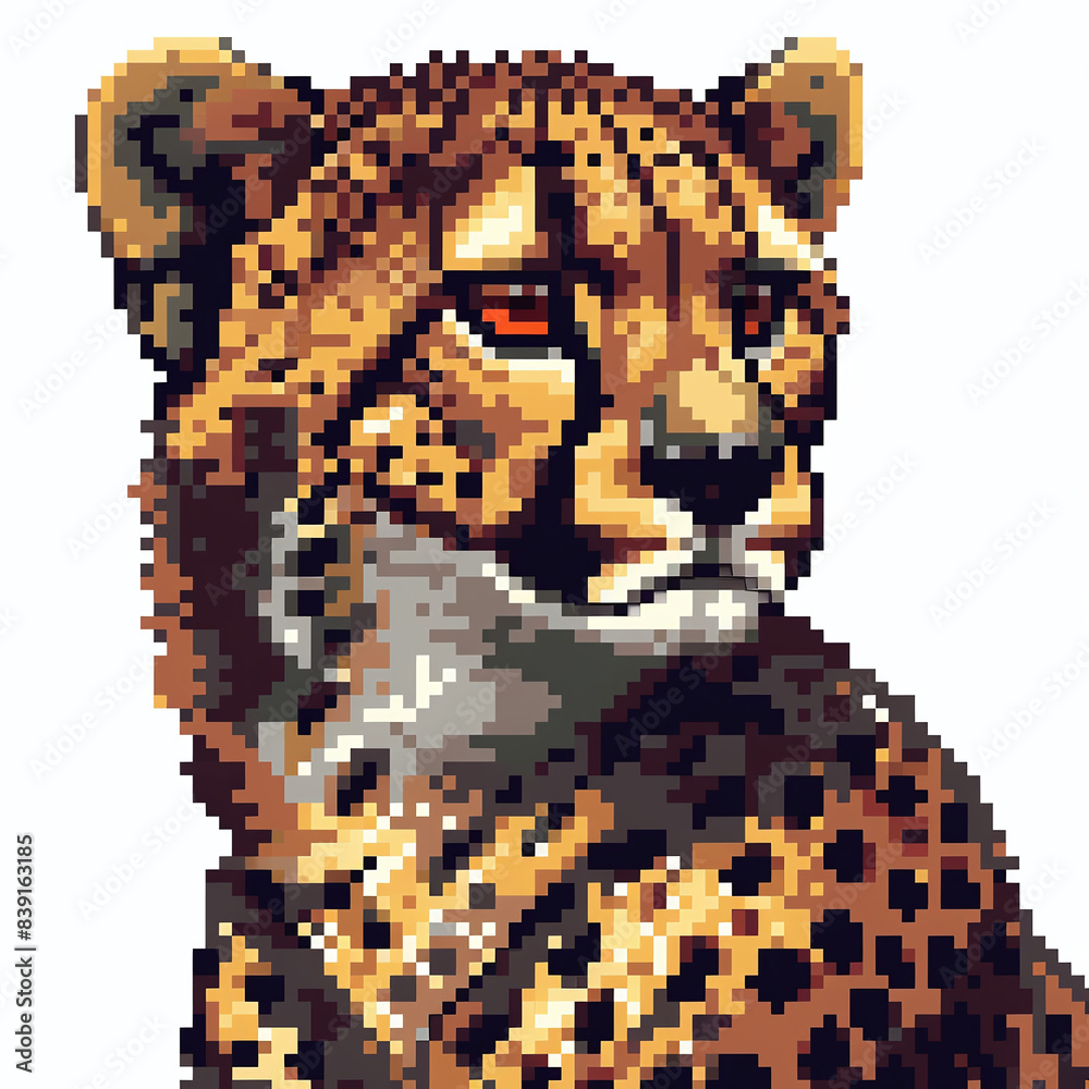 Fototapeta premium Cheetah in Pixel style on white background