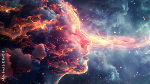 Cosmic dream and energy, abstract face