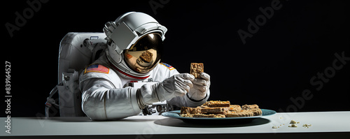 Astronaut Eating Snack Food in Space During Spacewalk