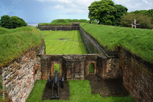 The Elizabethan Town Walls at Berwick upon Tweed, the Border Town in Northumberland England 2.5 mile from Scotland photo