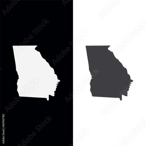 Georgia state silhouette, line style. America illustration, American vector outline isolated on white background
