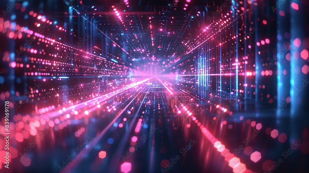 Future technology line background and light effect, cyberpunk style background material with a sense of technology