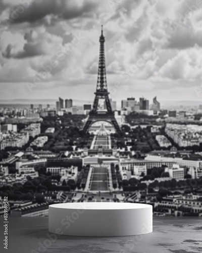 podium on Paris background