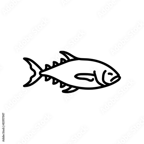 Tuna Fish Outline Icon, Vector illustration