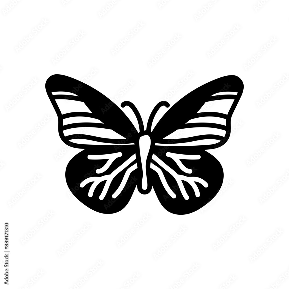 Butterfly Glyph Icon, Vector illustration