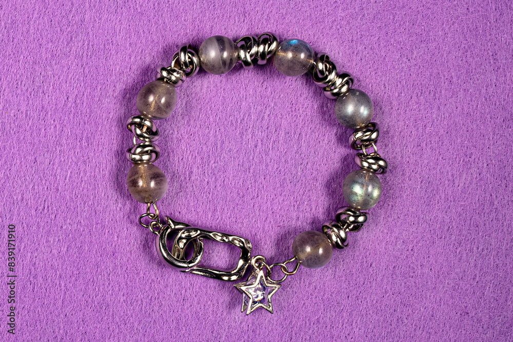 A beautiful handmade bracelet assembled from semi-precious stones. A beautiful handmade bracelet assembled from semi-precious stones.