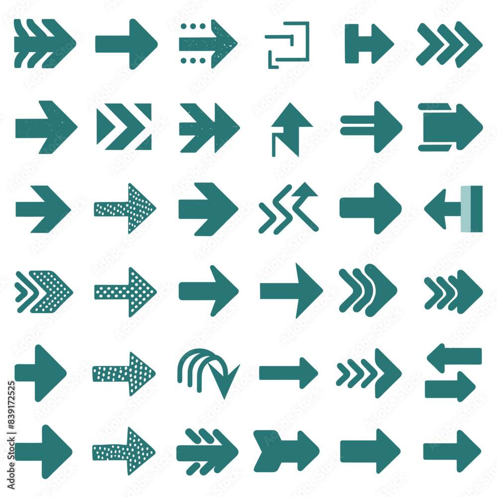 Jade Arrows Symbols Icons Set with Straight Lines Dotted and Zigzag Patterns Jade Arrows Symbols Icons Set with Straight Lines Dotted and Zigzag Patterns