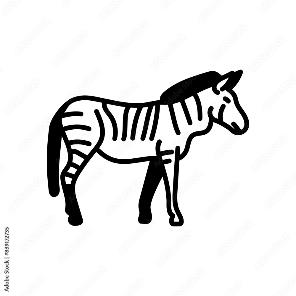 Obraz premium Zebra Glyph Icon, Vector illustration