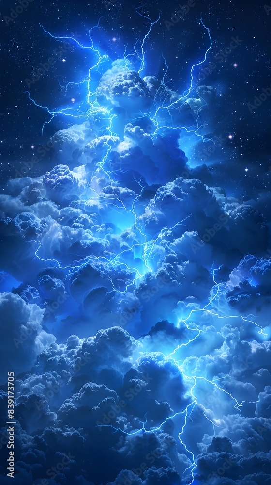 Captivating Cosmic Lightning Storm in Nocturnal Sky with Cumulonimbus Clouds and Stars Captivating Cosmic Lightning Storm in Nocturnal Sky with Cumulonimbus Clouds and Stars