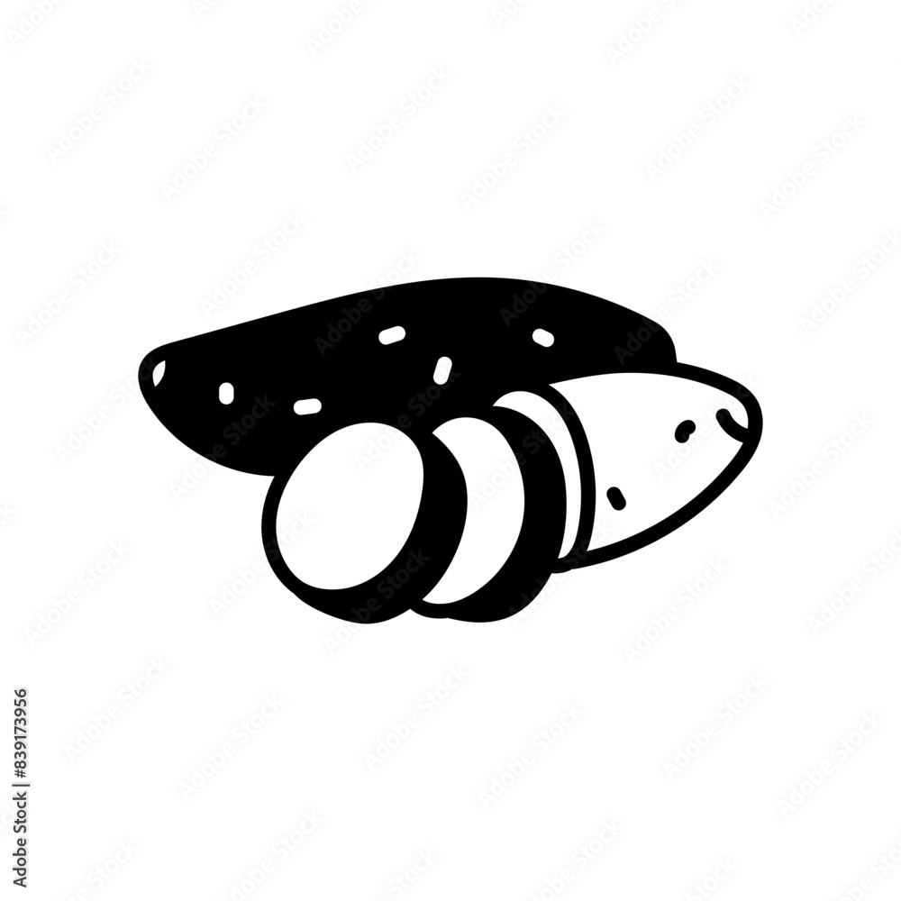 Sweet Potato Glyph Icon, Vector illustration Sweet Potato Glyph Icon, Vector illustration